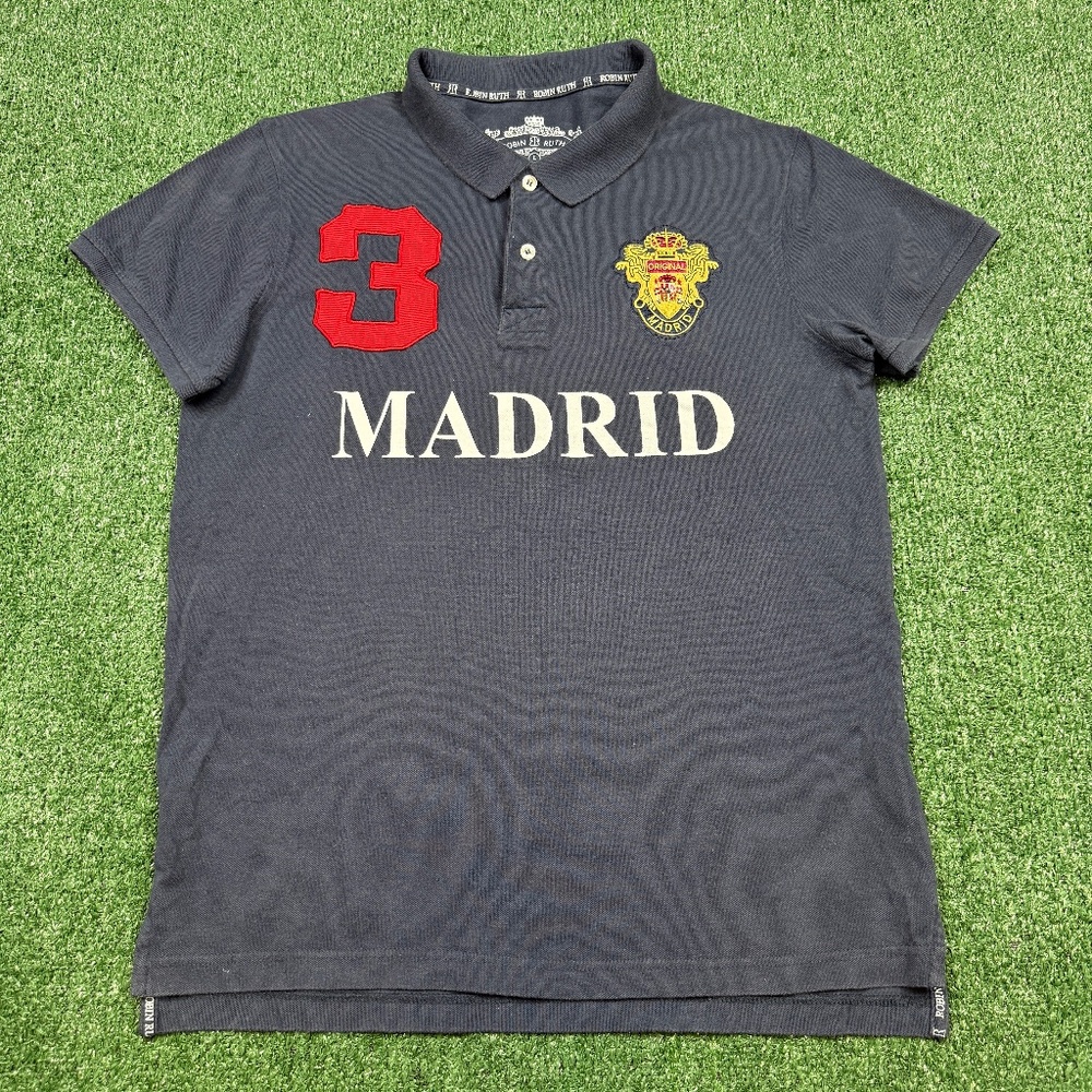 ROBIN RUTH Madrid Polo Shirt Men's Size L Blue Short Sleeve Collared Rugby Tee
